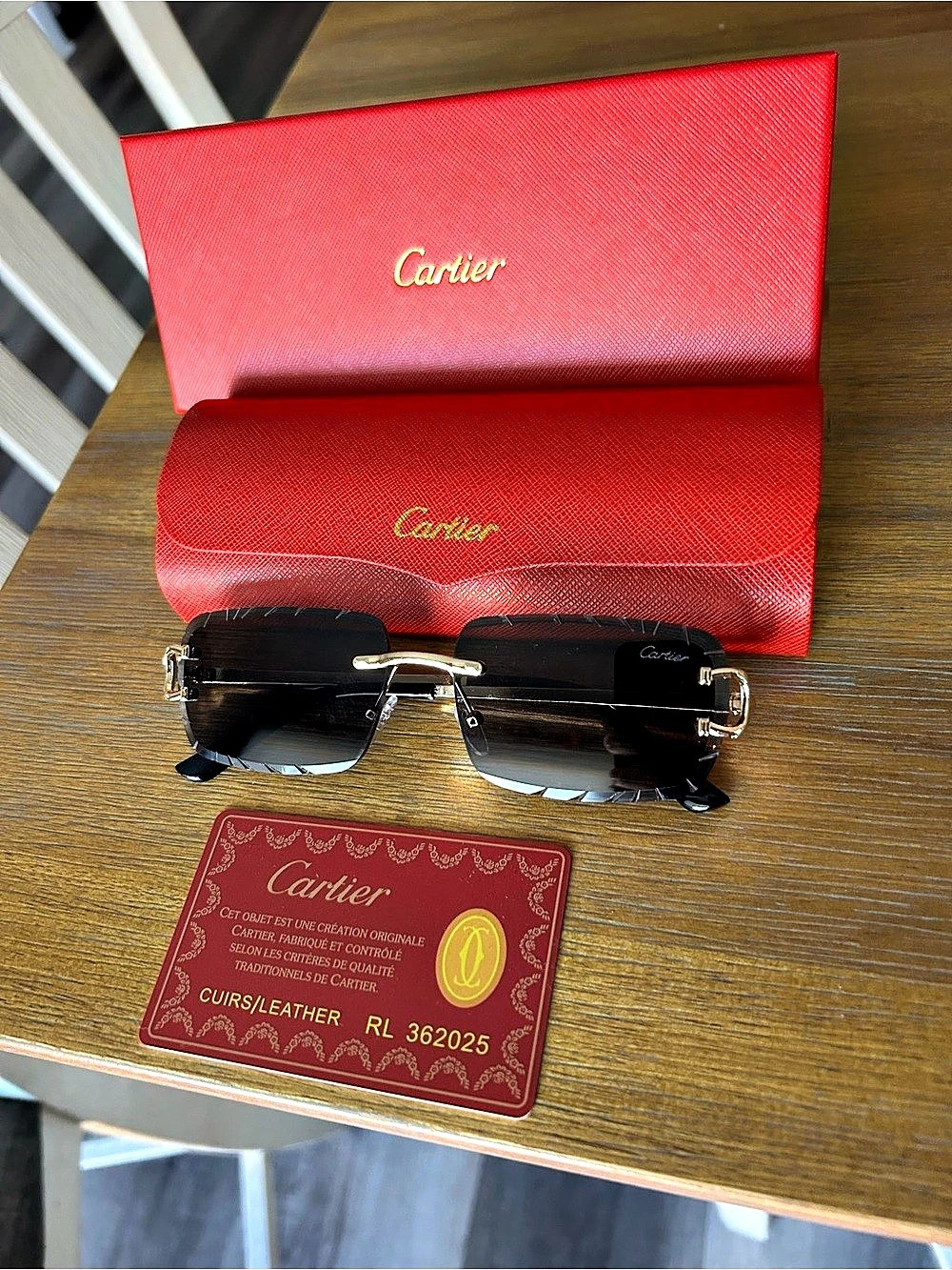 Cartier CT0065O Rimless Eyeglasses Gold & Brown